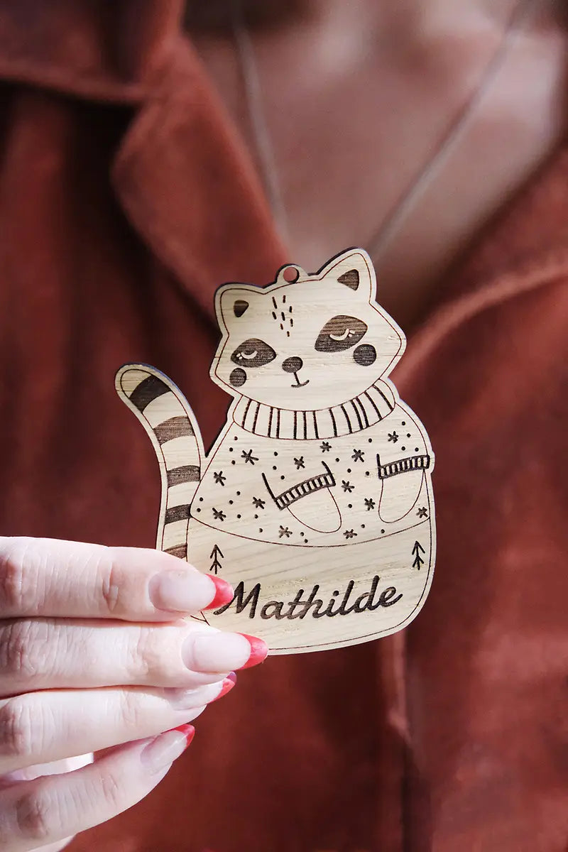 Boules de Noël Animaux en bois à personnaliser