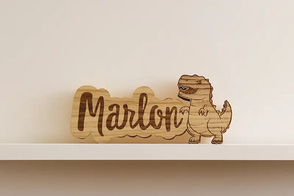 T-Rex-Wanddekoration aus Holz zum Personalisieren 