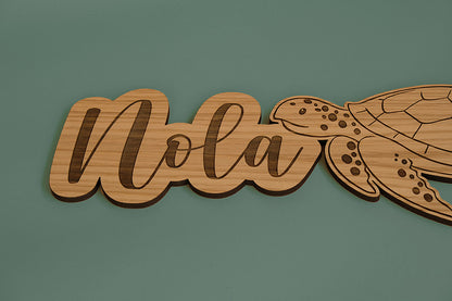 Decorazione murale tartaruga in legno da personalizzare 