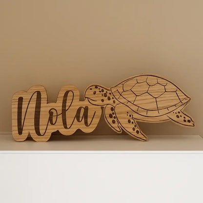 Decorazione murale tartaruga in legno da personalizzare 